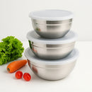 Conjunto 3 Bowls Aço Inox Tampa Flexível Utilidade