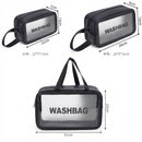 Conjunto Kit 3 Bolsas Necessaire Transparente Cor:preto