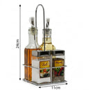 Conjunto Galheteiro 5 Peças Suporte Aço Inox Vidro