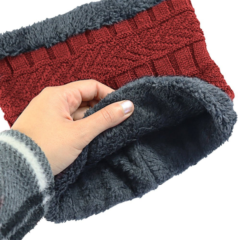 Kit Gorro de Frio e Cachecol Estilo Gola - Vinho