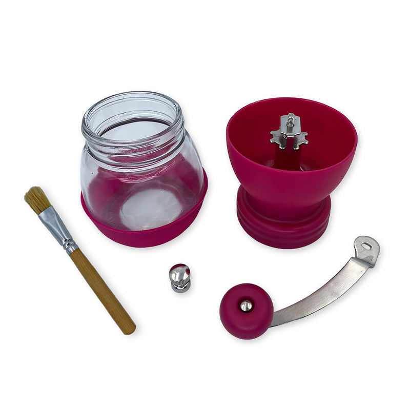 Moedor De Café Manual Vidro Plastico Inox Ceramica - Rosa