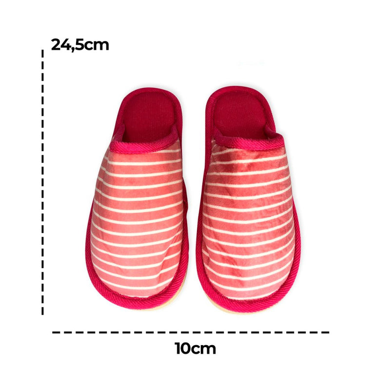 Pantufa Feminina com Listras Pink 36/37