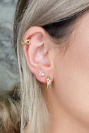 Brinco Argolinha Com Micro Zircônias Coloridas Banhado Em Ouro 18k Cor:dourado