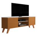 Rack Retro Para Tv Sala Estar 2 Portas Cedro Off White