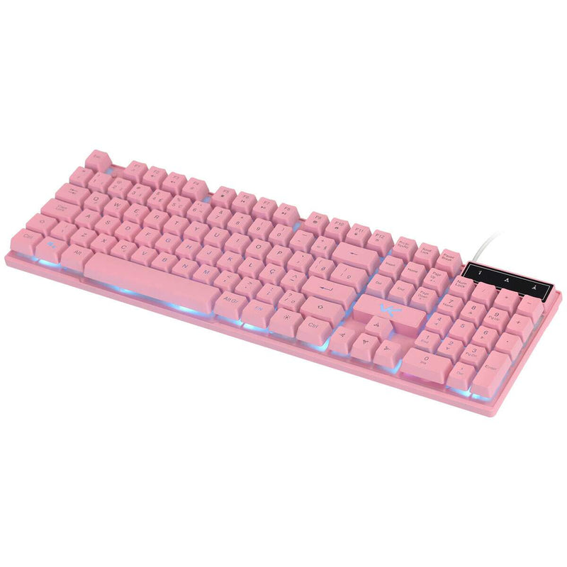 Teclado Gamer Vx Gaming Hydra Branco Abnt2 Multimídia Com Led Vermelho Sensacao Mecanica Usb 1.8m - Gth110bv