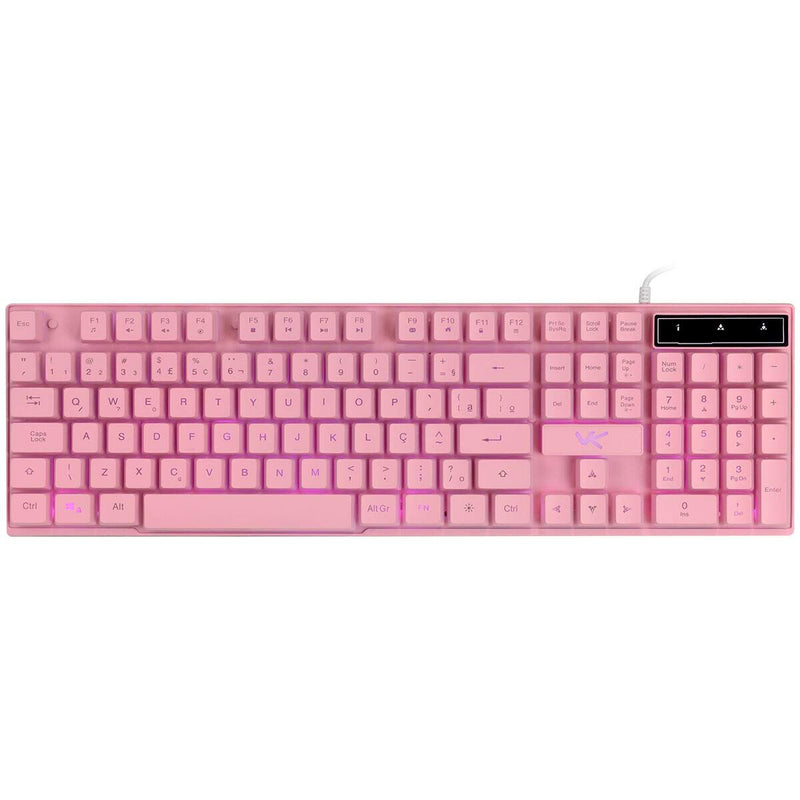 Teclado Gamer Vx Gaming Hydra Branco Abnt2 Multimídia Com Led Vermelho Sensacao Mecanica Usb 1.8m - Gth110bv