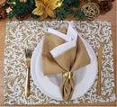 Kit 4 Jogos Americanos Arabesco Dourado De Natal Impermeável 43cmx34cm - UN / 4