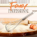 Batedor De Ovos Fouet Profissional Prateado De Aço Inox 27,5cm