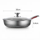 Frigideira Aço Inox 30cm Com Tampa Antiaderente Panela