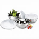 Conjunto 3 Bowls Aço Inox Tampa Flexível Utilidade