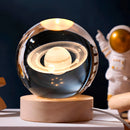 Luminária De Mesa Decorativa Esfera Base Madeira Cristal