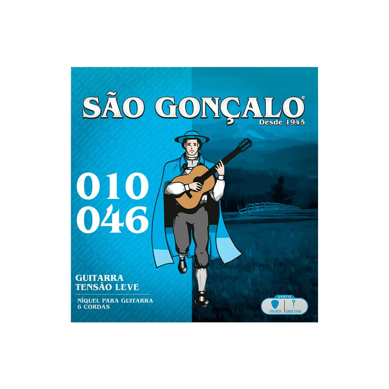 Jogo De Cordas Niquel P/guitarra 0.010" - 0.046" Tensão Leve São Gonçalo