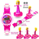 Relógio Digital Infantil + Mini Boneco De Montar Pulseira