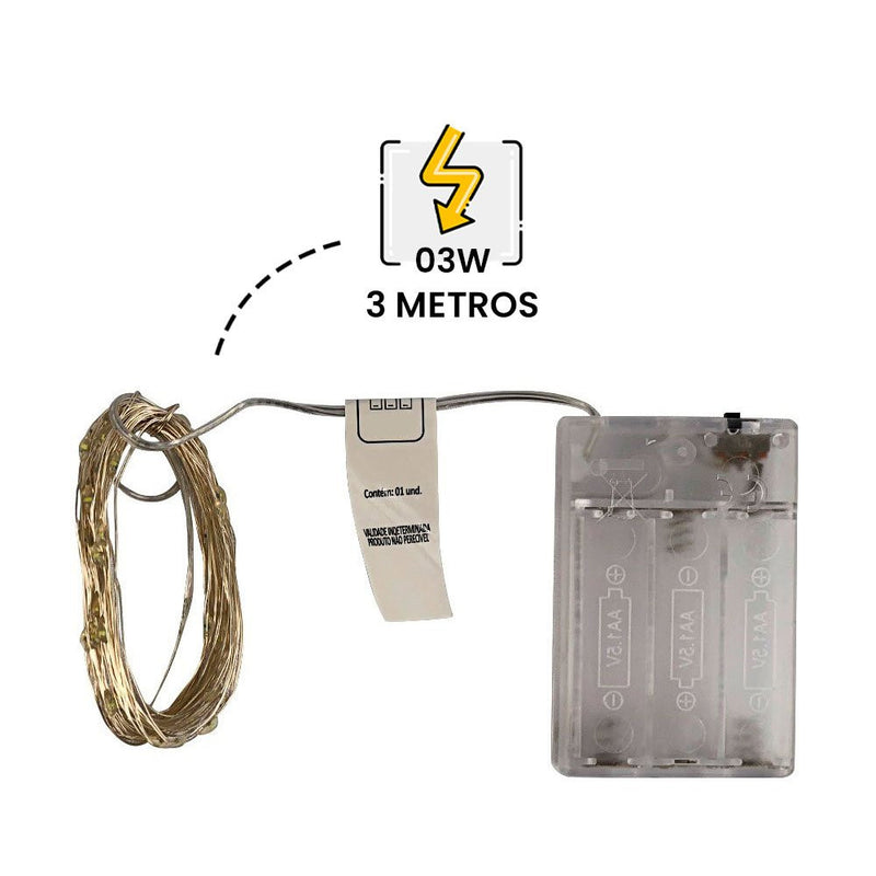 Fio De Fada Led  para Decoração Cordão De Luz 5 Metros - Branco