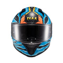 Capacete Texx Fecha Raptor Arcade Azu Verm Amare Bril 56