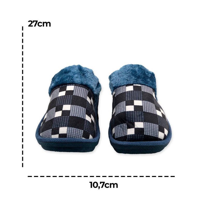 Pantufa Masculina Xadrez Azul 42/43