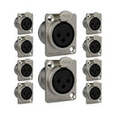 Conector Xlr Femea Wc 1023 Fp Bk Ni 3p Painel Wireconex 10 Unidades