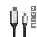 Cabo Usb Tipo-c Para Hdmi Macho 2.0 - Preto - 2 Metros - Nylon - Puch2