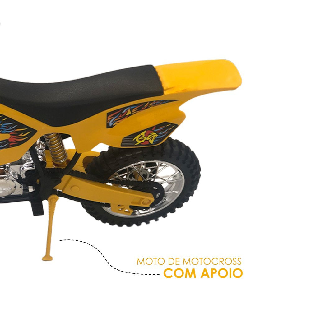 Moto de Motocross de Brinquedo com Apoio - Amarelo