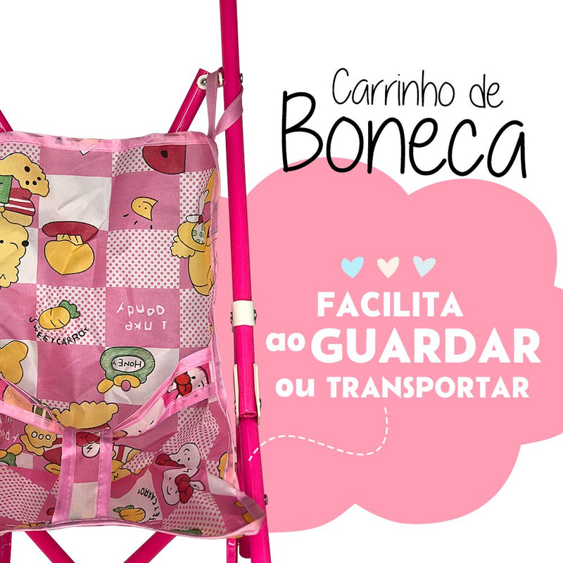 Carrinho De Boneca Dobrável Menina Brinquedo