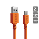 Cabo Para Caixa Jbl E Celular Carregamento  Usb A 2.0 Macho P/ Usb Tipo-c - Laranja - 2 Metros - Cbpy02l