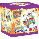 Brinquedo Pedagógico Carrinho Aramado Madeira 17x13x14,5cm Com 3 Circuitos E 15 Peças