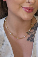 Colar Corrente Americana Com Pérolas Banhado Em Ouro 18k Cor:dourado