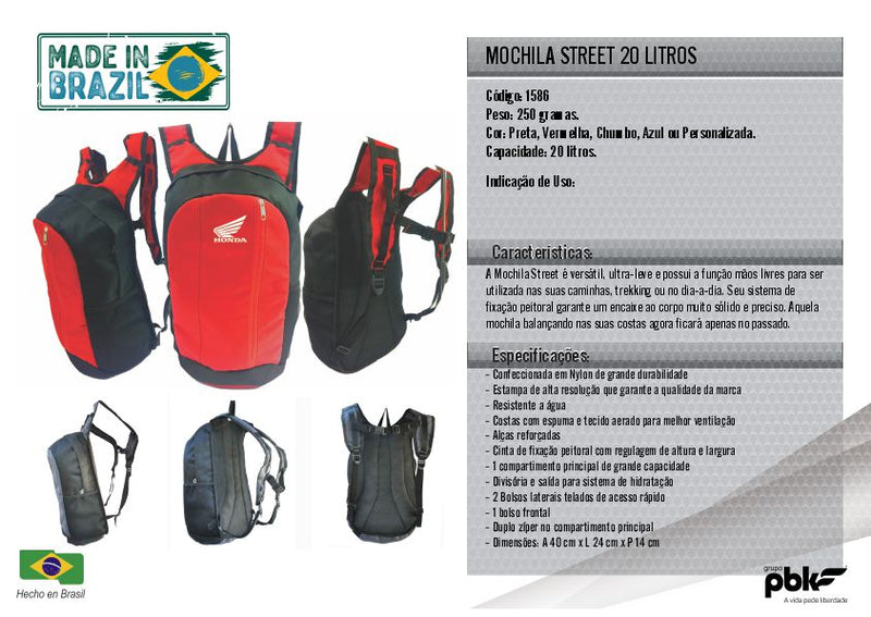 Mochila Street Com Refil De Hidratação 2 L