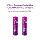 Pilha Recarregável Aaa 1000 Mah Elgin Com 02 Unidades