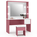 Penteadeira Infantil Diana Led E Banqueta Branco Rosa
