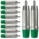 Plug Rca Macho Nickel Verde 10 Un Wireconex