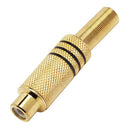 PLUG ESPECIAL JACK RCA FÊMEA METÁLICO GOLD PRETO COM MOLA - PC / 10