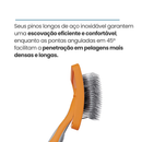 Rasqueadeira Reta Grande Cerdas Finas Em Inox Tam. 18,5 Cm X 11,5 Cm