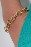 Pulseira Com Elo Oval Médio Banhados Em Ouro 18k Cor:dourado
