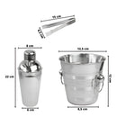 Kit Conjunto Bar 3 Peças Coqueteleira Balde Pegador Inox