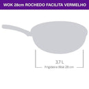 Frigideira Wok Rochedo Facilita Vermelho 28cm - CXM / 6