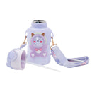 Garrafinha C/ Canudo Squeeze Infantil Garrafa Térmica Lilás