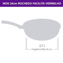 Frigideira Wok Rochedo Facilita Vermelho 24cm - CXM / 6