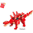 Brinquedo Para Montar Combo Dinossauros 287 Peças Vermelho