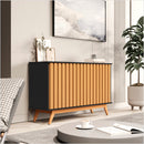 Balcão Ripado Tres Portas Design Elegante Preto Nature