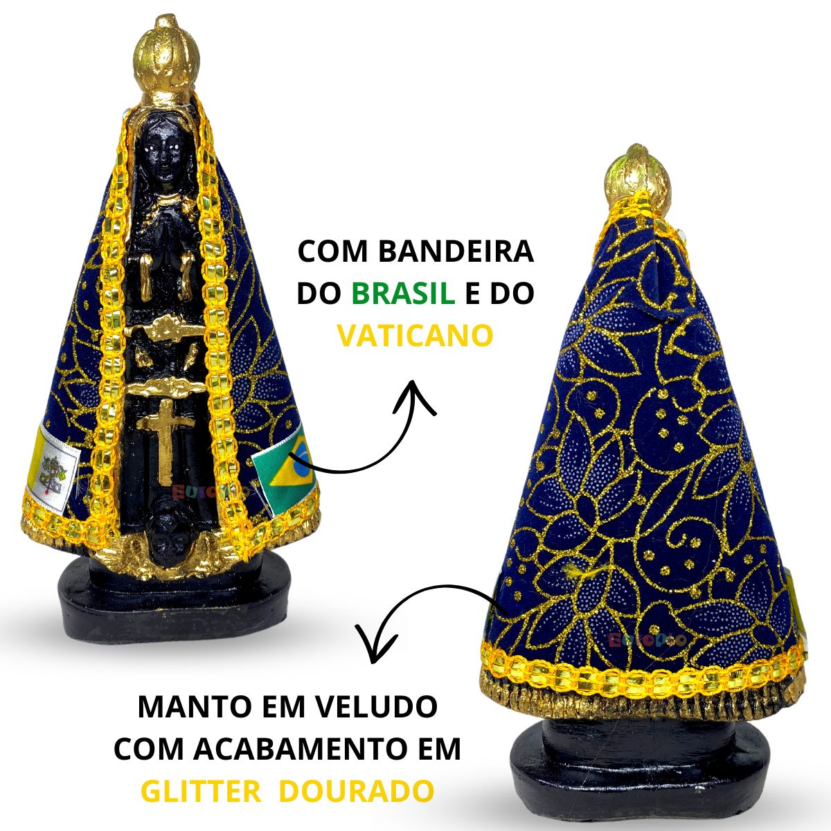 Imagem De Nossa Senhora Aparecida Em Gesso Manto De Veludo