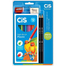 Kit Escolar Cis Com 5 Peças – Lápis De Cor, Lápis Preto, Apontador E Borracha