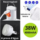 Lâmpada Led Recarregável 38w Com Bateria 4000mah E Função Emergência