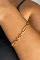 Pulseira Com Elo Ovalado E Elo Em Circulo Banhado Em Ouro 18k Cor:dourado
