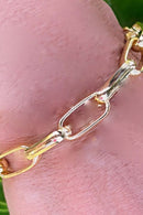Pulseira De Elos Intercalados Grandes Banhados A Ouro 18k Cor:dourado