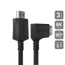 Cabo Hdmi 2.1 Pcyes Conector 90º Horizontal - Preto - 3m - Nylon - Phm21-3hnp