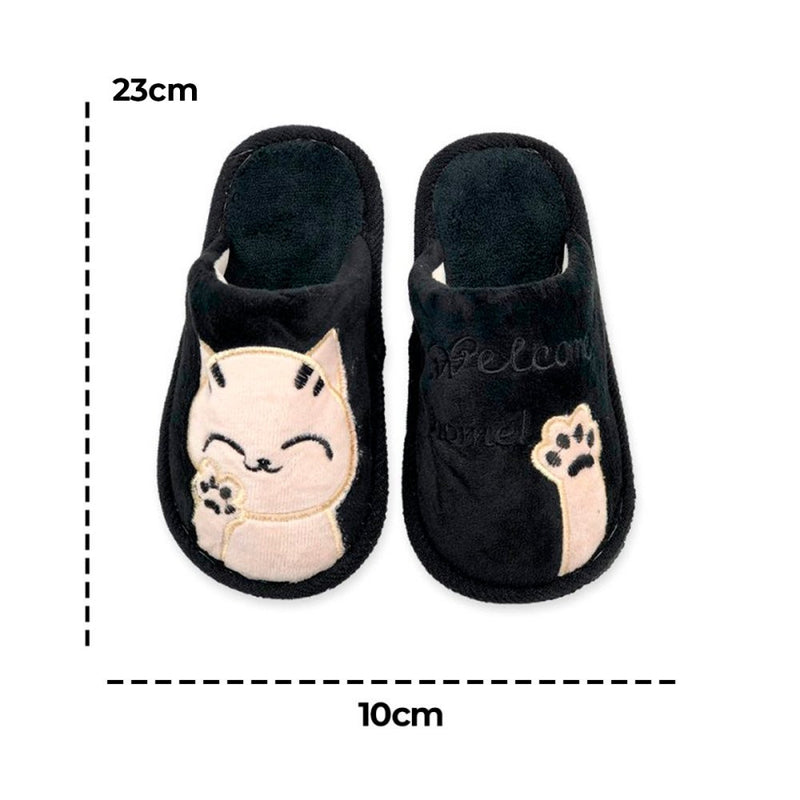 Pantufa Gatinho Infantil Preto Tam. 30/31