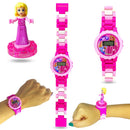Relógio Digital Infantil + Mini Boneco De Montar Pulseira