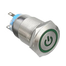 Botão On Off 19mm Prata 220v 3a C/ Led Verde 12v Storm
