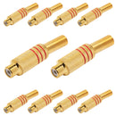 Conector Rca Femea Metal Gold Vermelho Storm 10 Unidades